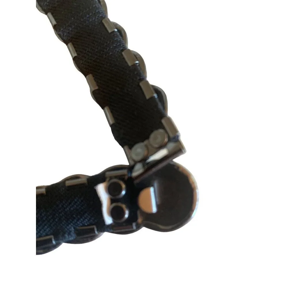 Gunmetal Gray Metal Elastic Waist Belt‎ Large